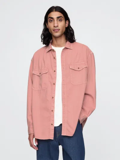 Gap Ultrasoft Denim Big Shirt In Passion Rose