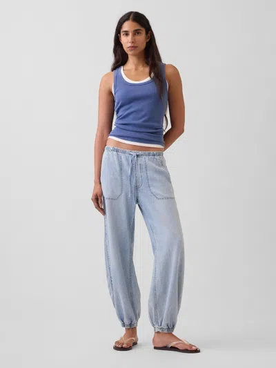 Gap Ultrasoft Denim Easy Barrel Joggers In Purple