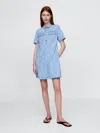 Gap Ultrasoft Denim Floral Popover Mini Dress