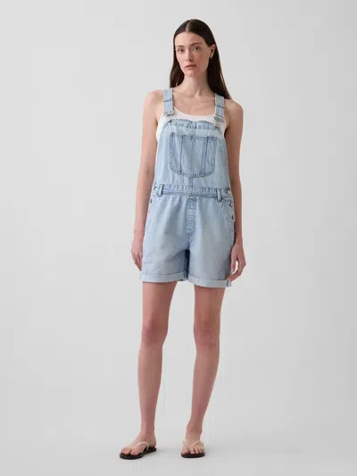 Gap Ultrasoft Denim Loose Shortalls In Blue