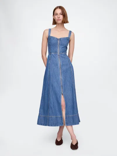 Gap Ultrasoft Denim Maxi Dress In Medium Wash