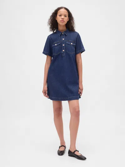 Gap Ultrasoft Denim Mini Dress In Blue