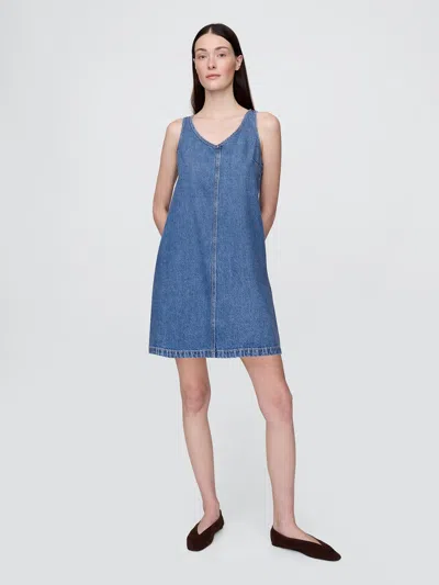 Gap Ultrasoft Denim Mini Dress In Medium Wash