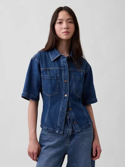 Gap Ultrasoft Denim Pocket Shirt In Blue