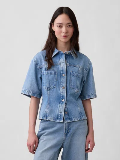 Gap Ultrasoft Denim Pocket Shirt In Blue