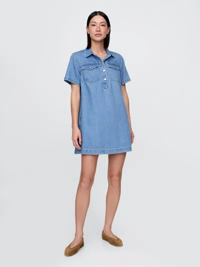 Gap Ultrasoft Denim Popover Mini Dress