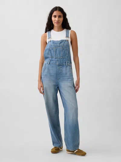 Gap Ultrasoft Denim Relaxed Overalls In Blue