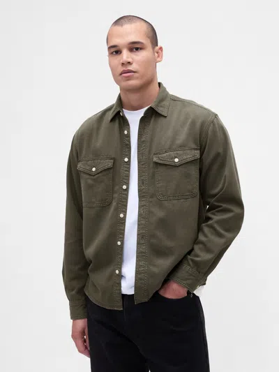 Gap Ultrasoft Denim Relaxed Shirt In Green