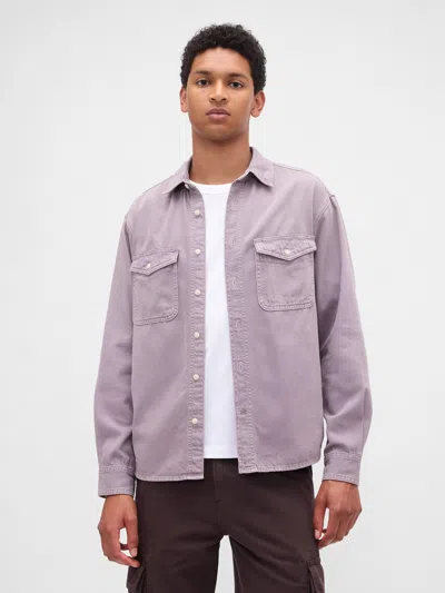 Gap Ultrasoft Denim Relaxed Shirt In Purple