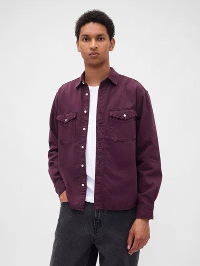 Gap Ultrasoft Denim Relaxed Shirt In Purple