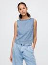 Gap Ultrasoft Denim Shell Tank In Light Wash