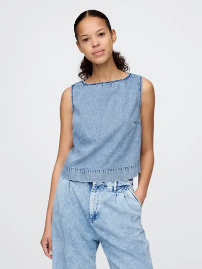 Gap Ultrasoft Denim Shell Tank In Light Wash