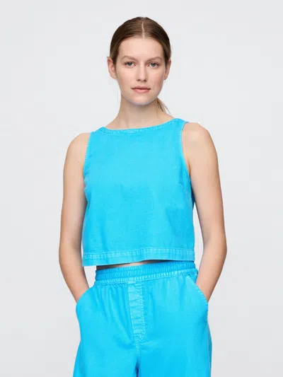 Gap Ultrasoft Denim Shell Tank Top In Cyan Blue