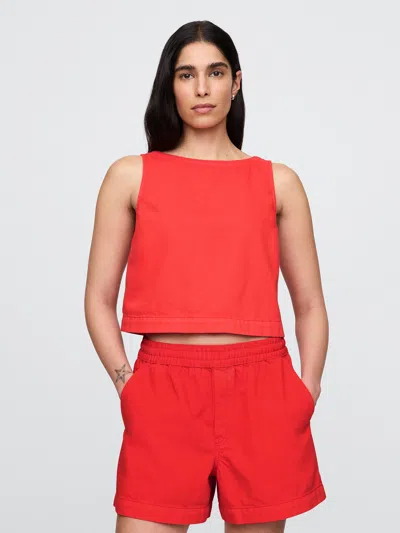 Gap Ultrasoft Denim Shell Tank Top In Tomato Red
