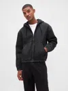 Gap Ultrasoft Denim Sherpa-lined Zip Hoodie In Black