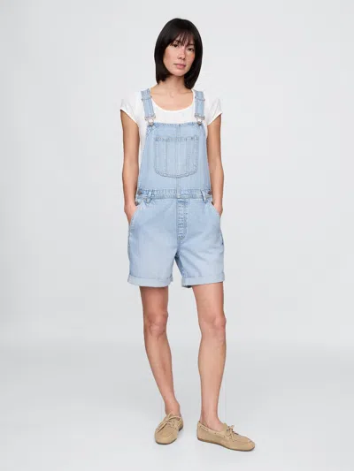 Gap Ultrasoft Denim Shortalls In Light Indigo