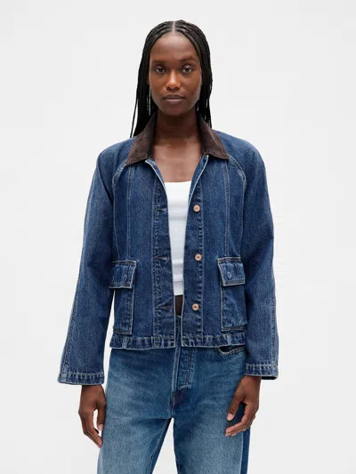 Gap Ultrasoft Denim Swing Chore Jacket In Purple