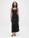 Gap Ultrasoft Denim Zip-front Maxi Dress In Black