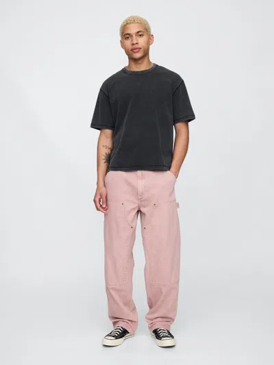 Gap Ultrasoft Double-knee Carpenter Baggy Jeans In Antique Pink