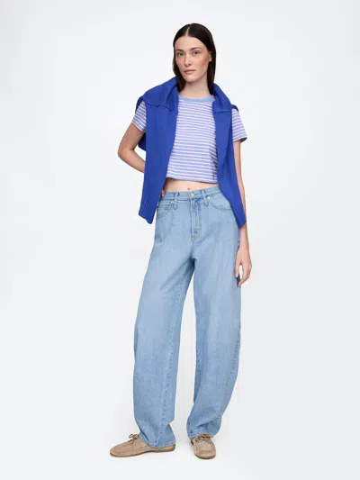 Gap Ultrasoft High Rise Barrel Jeans In Light Indigo