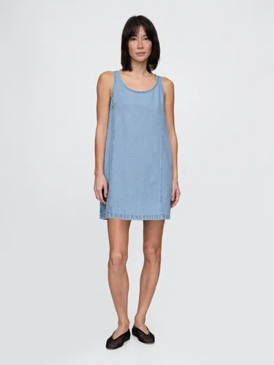 Gap Ultrasoft Mini Shift Dress In Medium Wash