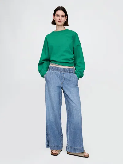Gap Ultrasoft Pleated Easy Baggy Jeans In Medium Indigo