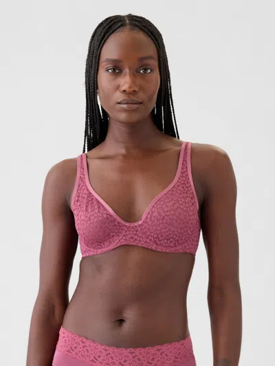 Gap Unlined Lace T-shirt Bra In Painted Rose Pink