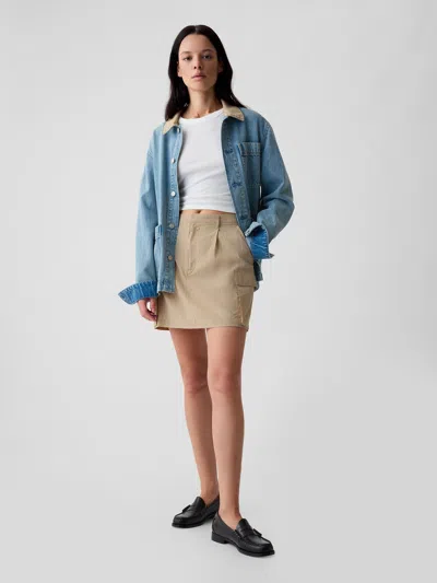 Gap Utility Mini Skirt In Khaki Tan