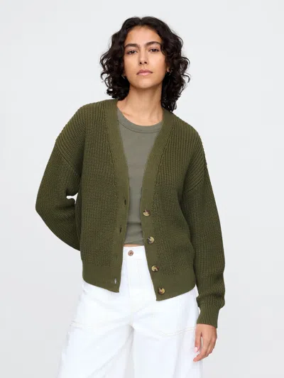 Gap V-neck Cardigan In Olive Green