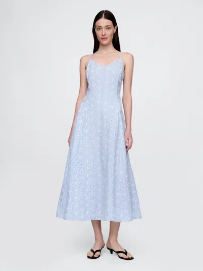 Gap V-neck Midi Dress In Blue Stripe