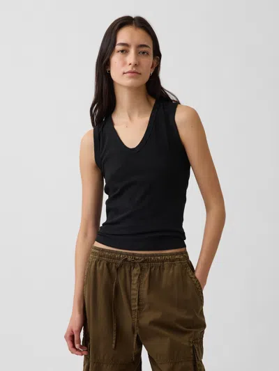 Gap Variegated Rib Tank Top In Black