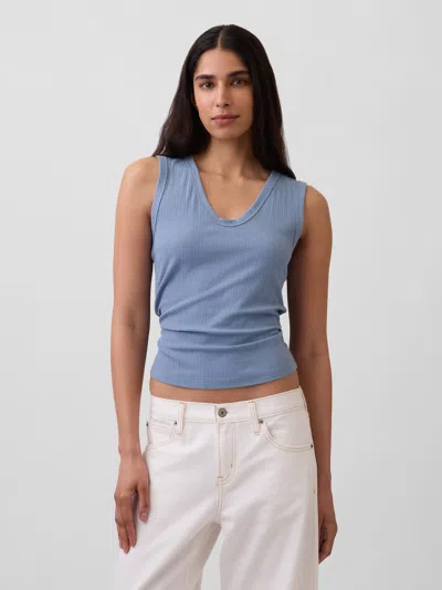 Gap Variegated Rib Tank Top In Classic Jasper Blue