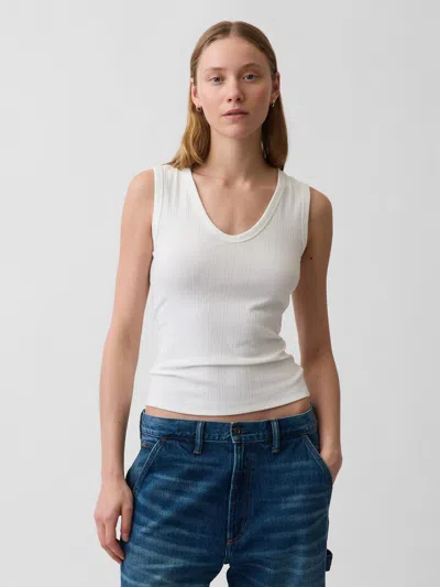 Gap Variegated Rib Tank Top In Fresh White