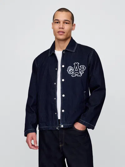 Gap Varsity Coaches Denim Jacket In Blue