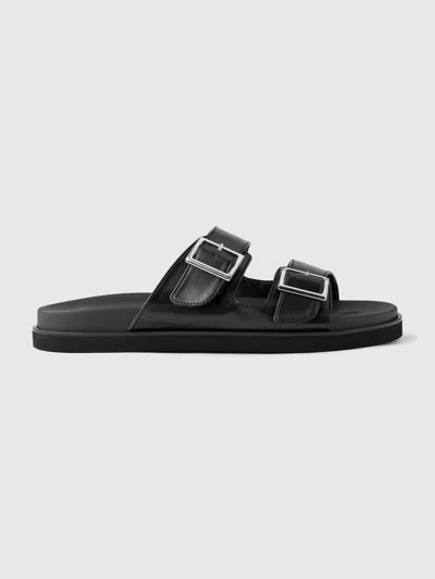 Gap Vegan Leather Double-strap Sandals In Black