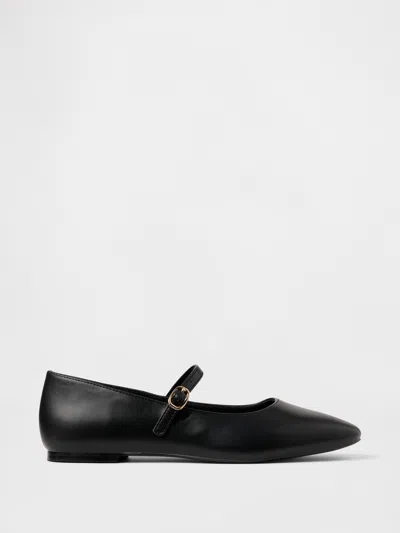 Gap Vegan Leather Mary Jane Flats In Black