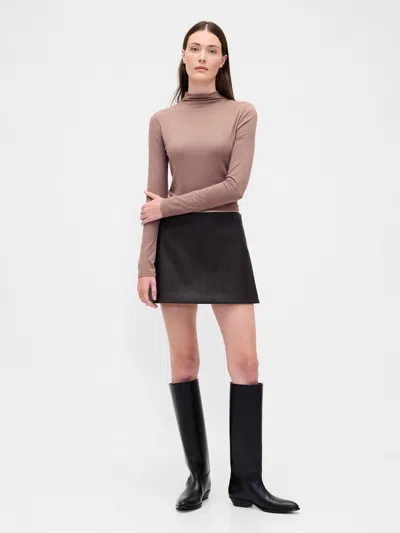Gap Vegan Leather Mini Skort In Brown