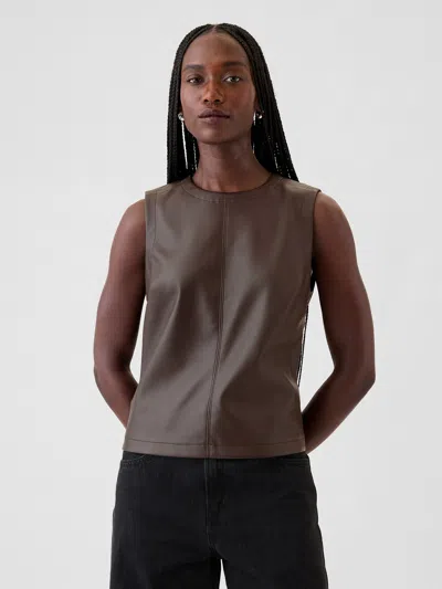 Gap Vegan Leather Shell Tank In Terra Brown