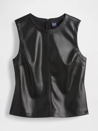Gap Vegan Leather Shell Tank Top In Black