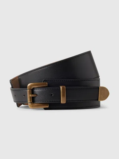 Gap Vegan Leather Wide Belt In Black