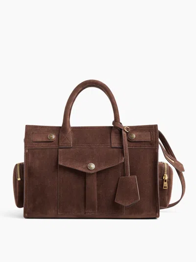 Gap Vegan Suede Five Pocket Satchel In Terra Brown