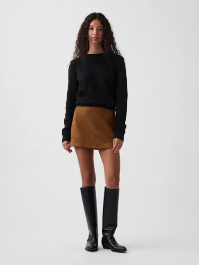 Gap Vegan Suede Mini Skort In Rich Ginger Brown