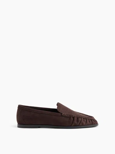 Gap Vegan Suede Ruched Loafers In Terra Brown