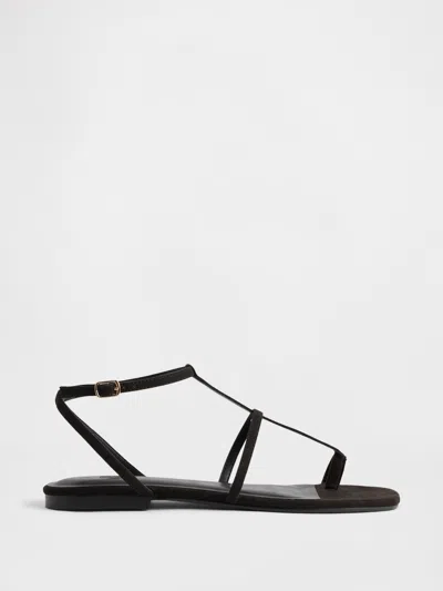 Gap Vegan Suede T-strap Sandals In Black