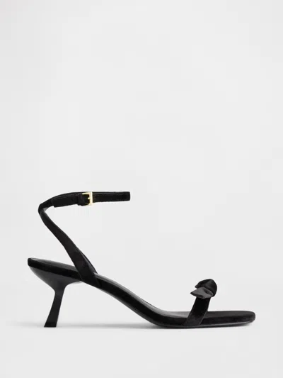 Gap Velvet Bow Open-toe Strappy Kitten Heels In Black