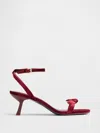 Gap Velvet Bow Open-toe Strappy Kitten Heels In Red