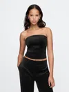 Gap Velvet Cropped Tube Top In Black