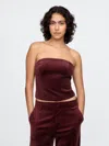 Gap Velvet Cropped Tube Top In Noir Red