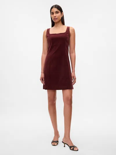 Gap Velvet Mini Dress In Noir Red