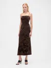 Gap Velvet Square-neck Maxi Dress In Brown